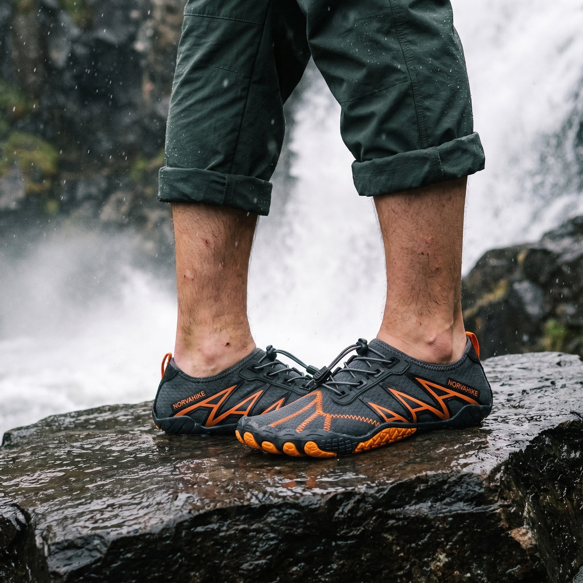 Norvaflex Barefoot Wide Toe Surf, worn on foot