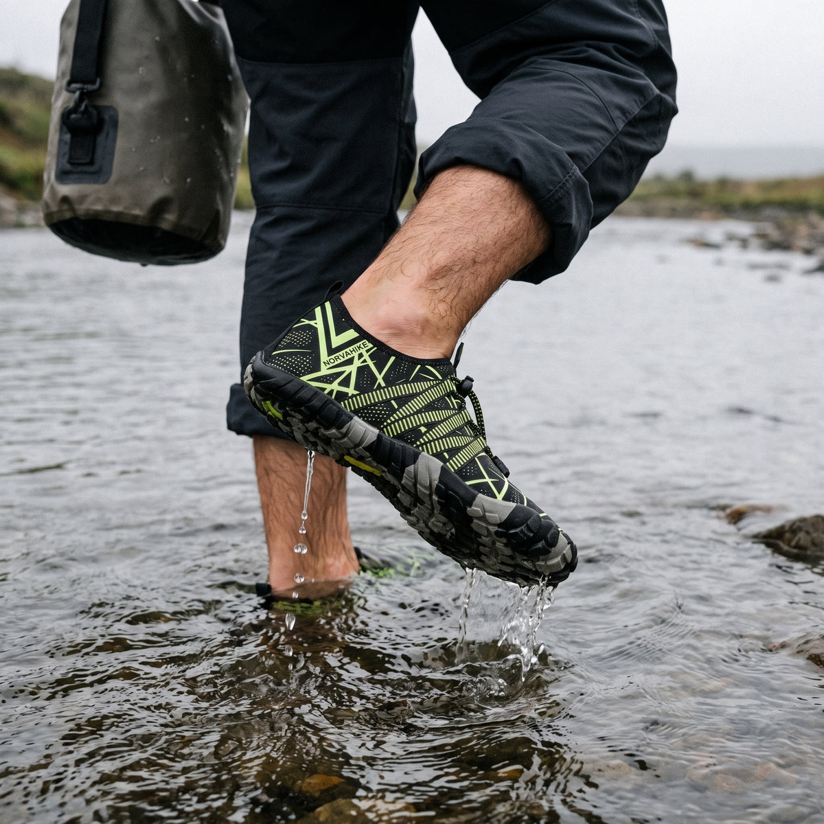 Norvaflex Barefoot Wide Toe Wade, worn on foot
