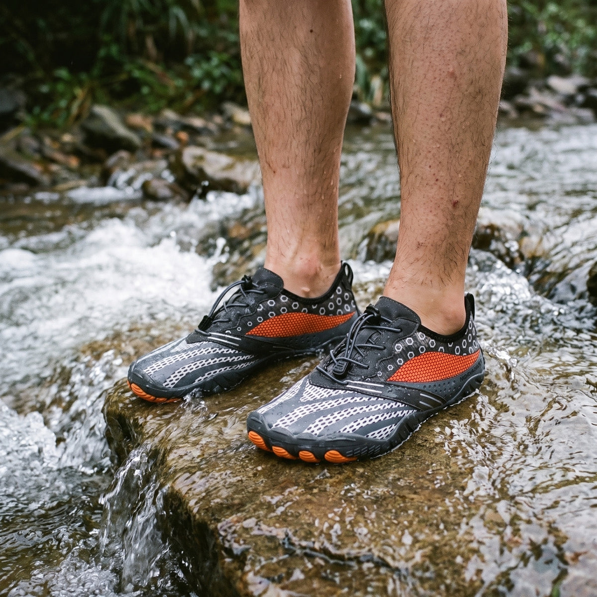 Norvaflex Barefoot Wide Toe Angler, worn on foot