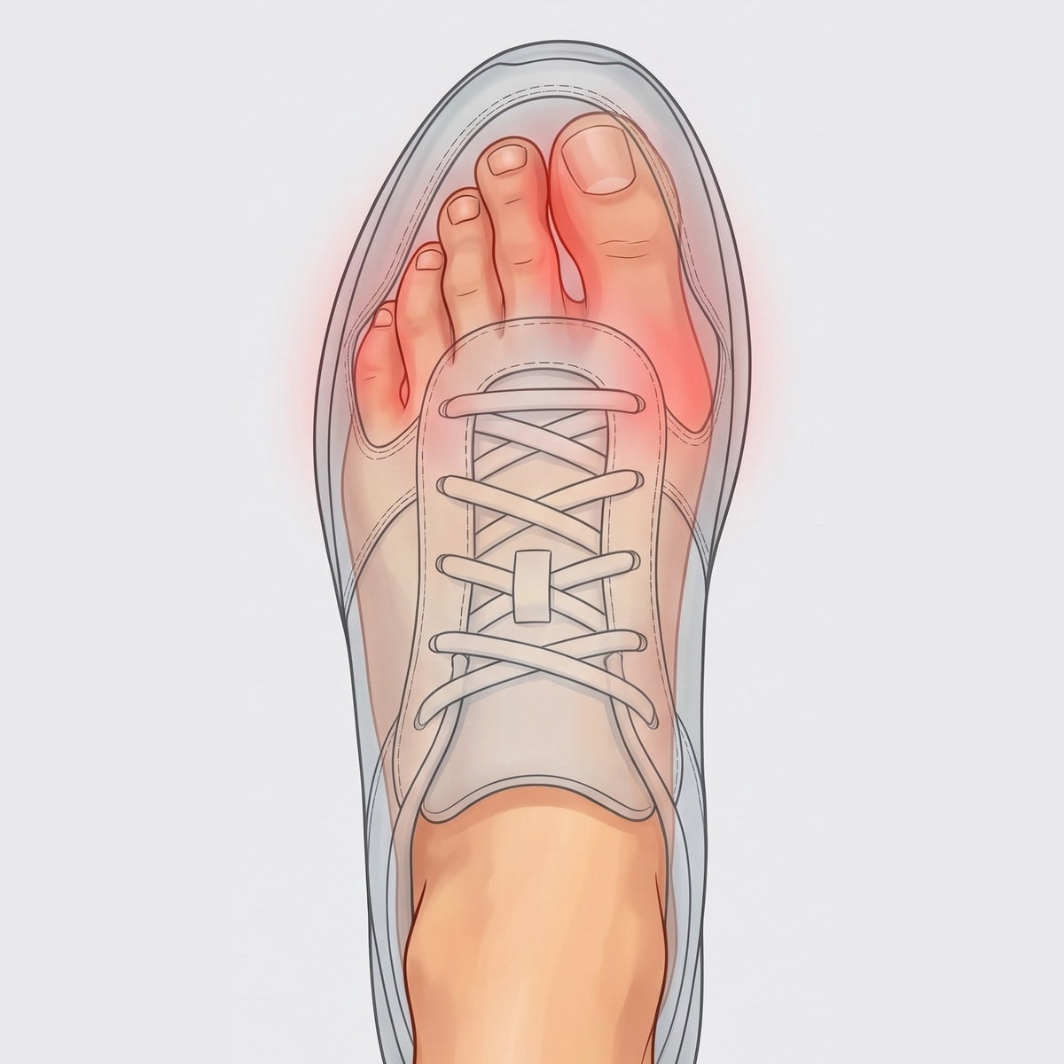 Illustration: toes pressed together inside a regular shoe