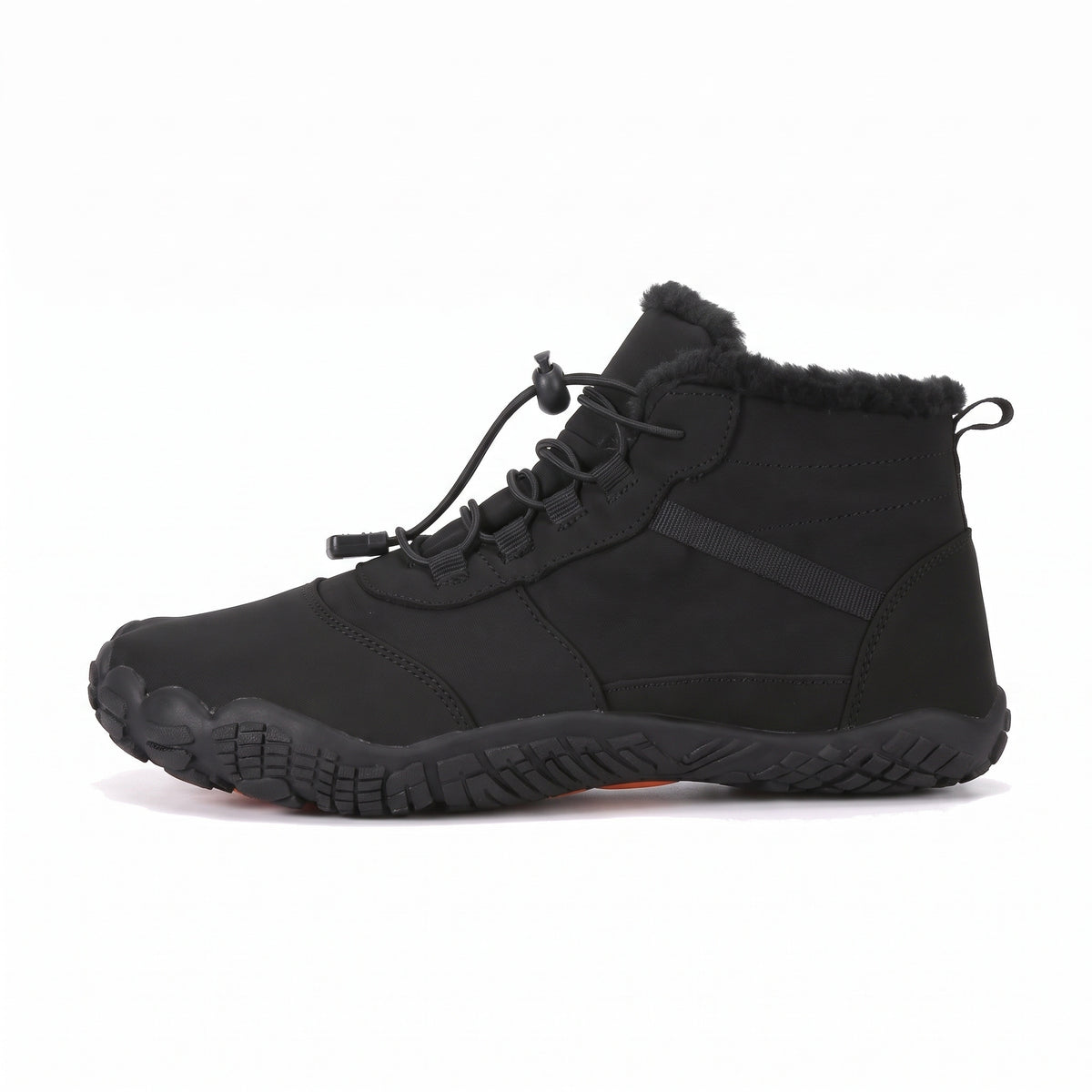 Norva Snowline Frost in Black, zijaanzicht met de dunne vlakke zool